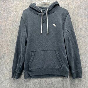 Abercrombie & Fitch Hoodie Men Small Gray Pullover Drawstring Embroidered Logo